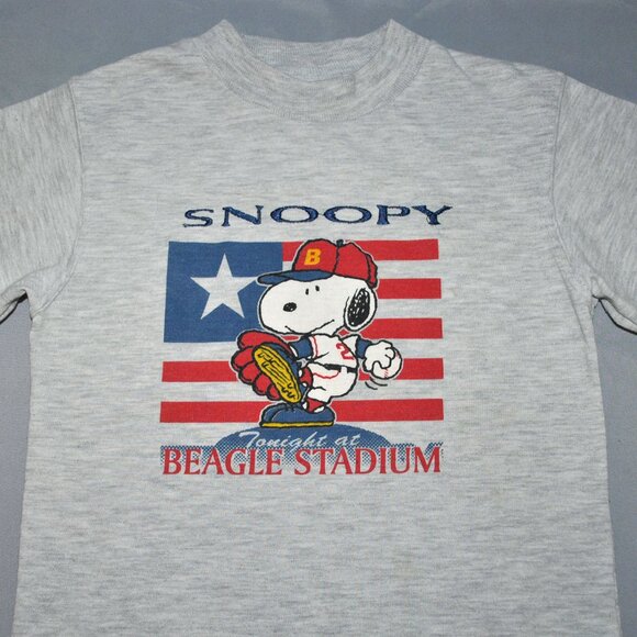 Vintage Snoopy Shirt Size 3T Short Sleeve Baseball Graphic Print Tee - Picture 5 of 8